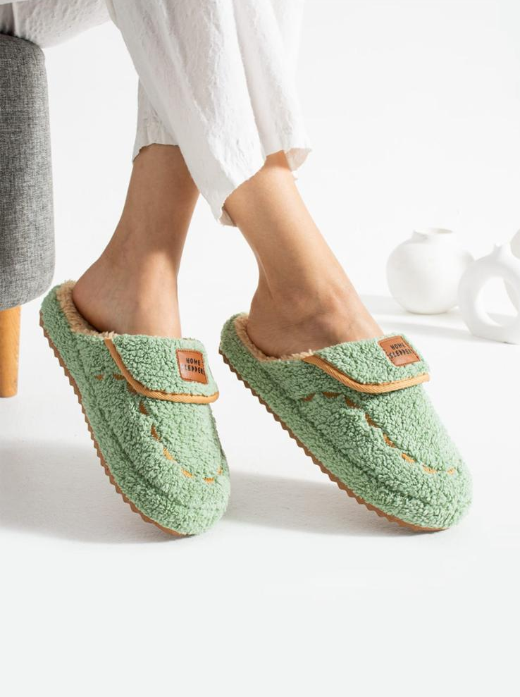 Women's fuzzy winter slippers.